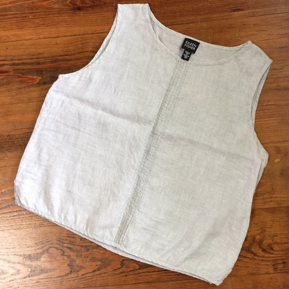 Eileen Fisher Tops - Eileen Fisher Linen Sleeveless Tank Crop Top